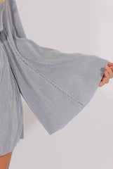 Grey Pleated Flared Sleeve Playsuit - Amity