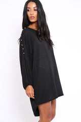 Black Pearl Detail Jumper Dress - Ammi