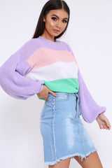 Lilac Nude and White Striped Jumper - Ammie