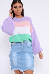 Lilac Nude and White Striped Jumper - Ammie
