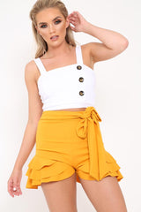White Button Detail Crop Top - Amory