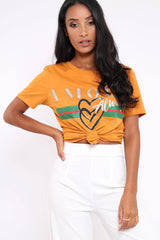 Mustard Amour Always Slogan T-shirt - Esmay