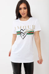 White Amour Always Slogan T-shirt - Esmay
