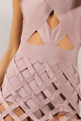 Mauve Cage Bandage Dress - Amra
