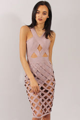 Mauve Cage Bandage Dress - Amra