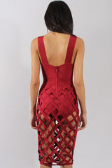 Wine Cage Bandage Dress - Amra