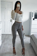 White Puff Sleeve Sweetheart Neckline Crop Top - Tomi