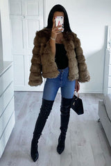 Camel Faux Fur Jacket - Estelle
