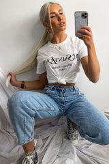 White Parisian Slogan T-shirt - Beckie