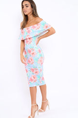 Blue Bardot Tropical Floral Midi Dress - Anaise