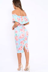 Blue Bardot Tropical Floral Midi Dress - Anaise