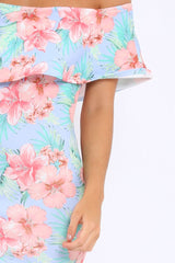 Blue Bardot Tropical Floral Midi Dress - Anaise