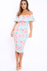 Blue Bardot Tropical Floral Midi Dress - Anaise