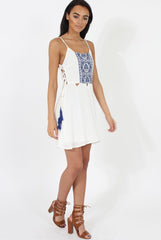White Embroidered Tassel Dress - Anastasia