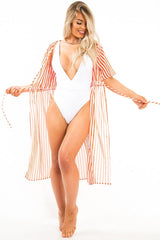 White Extreme Plunge Belted Swimsuit - Elvi