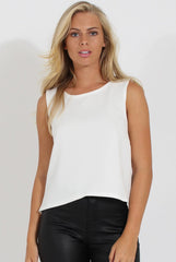 White Split Back Sleeveless Top - Andrea