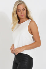 White Split Back Sleeveless Top - Andrea