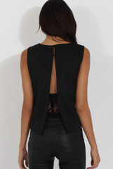 Black Split Back Sleeveless Top - Andrea