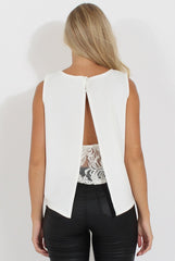 White Split Back Sleeveless Top - Andrea