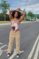 Camel Gathered Hem Tie Trousers - Aaira