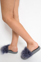 Grey Feather Sliders - Andressa