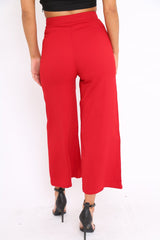 Red Wide Leg Trousers - Angela
