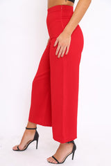 Red Wide Leg Trousers - Angela