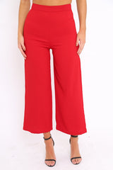Red Wide Leg Trousers - Angela