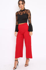 Red Wide Leg Trousers - Angela