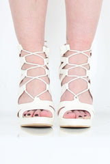 White Caged Platform Heels - Angelica