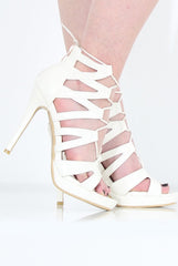 White Caged Platform Heels - Angelica