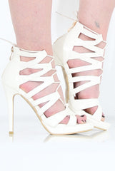 White Caged Platform Heels - Angelica