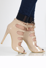 Nude Patent Lace Up Heels - Angelina