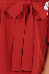 Red Bardot Tie Waist Top - Angie