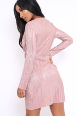 Rose Metallic Wrap Front Dress - Angie