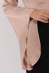 Champagne Silk Flare Sleeves Crop Top - Anise