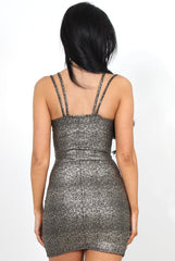 Lizi Gold Crossover Bodycon Dress