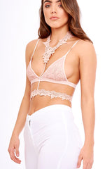 Pink Crochet Choker Neck Bralet - Anita