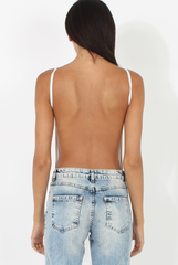 White Open Back Bodysuit - Aniyah