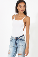 White Open Back Bodysuit - Aniyah