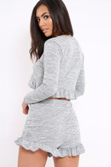 Grey Frill Lounge Wear Set - Ann