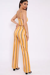 Yellow Stripe Crop Top And Trousers Co-Ord - Annabella