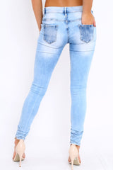 Blue Denim Extreme Distressed Skinny Jeans - Annabelle