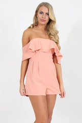 Peach Off The Should Fill Playsuit - Annalix