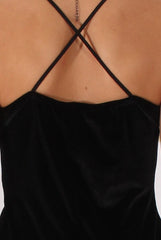 Black Velvet Cross Back Midi Dress - Annette