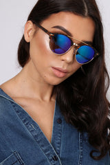 Tortoise Shell Mirrored Lens Aviator Sunglasses - Annica
