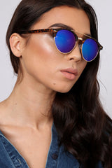 Tortoise Shell Mirrored Lens Aviator Sunglasses - Annica