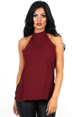 Annie Wine Halterneck Low Back Top