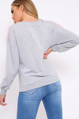 Grey Jumper with Fur and Pearl Front - Annita