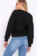 Black Jumper with Fur and Pearl Front - Annita